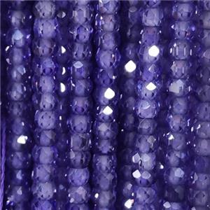 purple Cubic Zircon Beads, faceted rondelle, approx 3mm