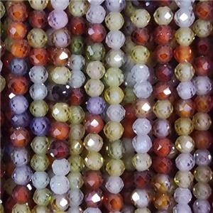 mixed Cubic Zircon Beads, faceted round, approx 2mm dia