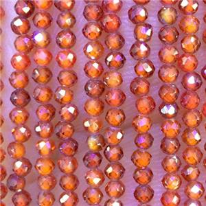 red Cubic Zircon Beads, faceted round, approx 3mm dia