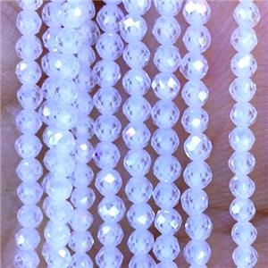 white Cubic Zircon Beads, faceted round, approx 3mm dia