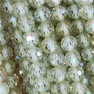 lt.green Cubic Zircon Beads, faceted round, approx 6mm dia