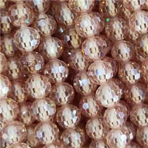 champagne Cubic Zircon Beads, faceted round, approx 6mm dia