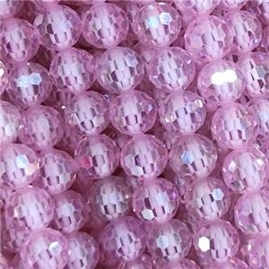 pink Cubic Zircon Beads, faceted round, approx 6mm dia