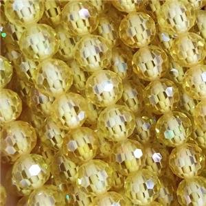 yellow Cubic Zircon Beads, faceted round, approx 6mm dia