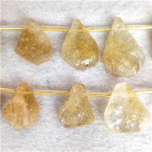 Citrine teardrop beads, topdrilled, approx 12-27mm