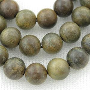 natural Wood Beads, green, round, approx 10mm dia