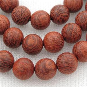 natural Wood Beads, red, round, approx 6mm dia