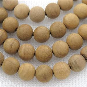natural Wood Beads, khaki, round, approx 4mm dia
