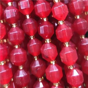 red Jade bullet beads, approx 10mm