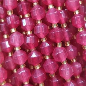 hotpink Jade bullet beads, approx 10mm