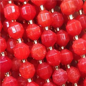 red Jade bullet beads, approx 8mm
