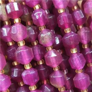 hotpink Jade bullet beads, approx 10mm