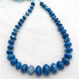 blue Agate graduated beads, rondelle, dye, approx 10-22mm