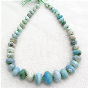 blue Agate graduated beads, rondelle, dye, approx 10-22mm