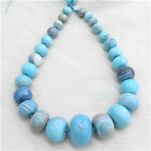 blue Agate graduated beads, rondelle, dye, approx 12-30mm