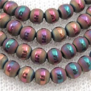 round purple Hematite Beads with line, matte, approx 6mm dia