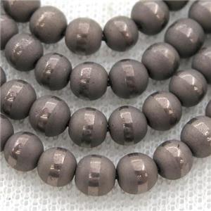 round chocolate Hematite Beads with line, matte, approx 10mm dia
