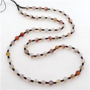 Agate Necklace Chain, knot, dye, round, approx 6mm, 60cm length
