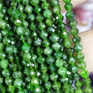 green Diopside Beads, faceted round, approx 4mm
