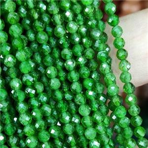 green Diopside Beads, faceted round, approx 3mm