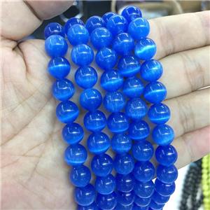 blue round Cats Eye Stone Beads, approx 6mm dia