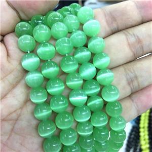 green round Cats Eye Stone Beads, approx 6mm dia