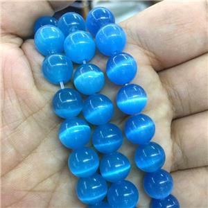 blue round Cats Eye Stone Beads, approx 8mm dia