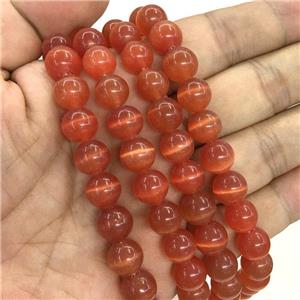 red round Cats Eye Stone Beads, approx 6mm dia