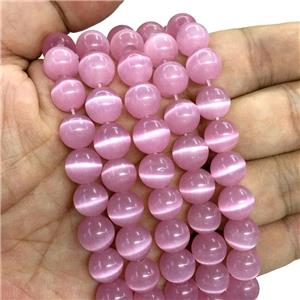 pink round Cats Eye Stone Beads, approx 12mm dia