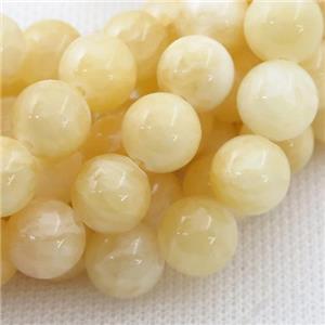 Yellow Honey Jade Beads Smooth Round, approx 6mm dia