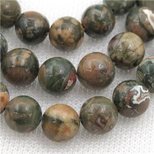 green Rhyolite Beads, round, approx 10mm dia