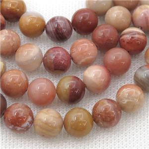 red Wooden Petrified Jasper Beads, round, approx 8mm dia