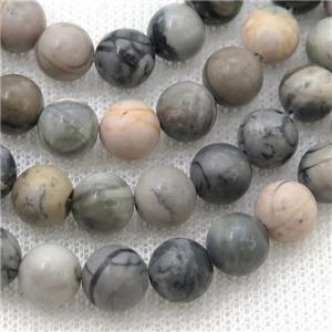 Black Picasso Jasper Beads Creek Smooth Round, approx 10mm dia