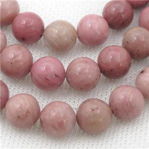pink Wood Lace Jasper Beads, round, approx 4mm dia