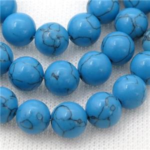 blue synthetic Turquoise Beads, round, approx 4mm dia