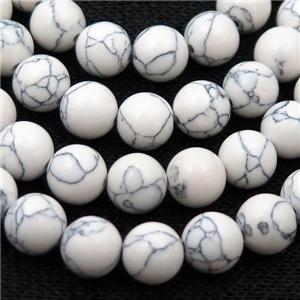 white synthetic Turquoise Beads, round, approx 10mm dia