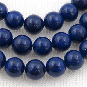 round Lapis Beads, blue dye, approx 10mm dia
