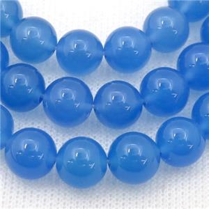 blue Agate Beads, round, dye, approx 10mm dia