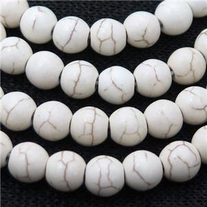 white synthetic Turquoise Beads, round, approx 12mm dia