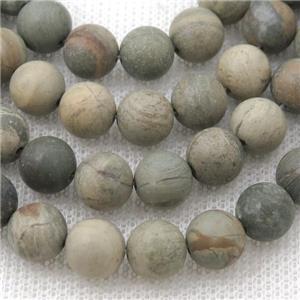 round Silver Leaf Jasper Beads, matte, approx 6mm dia