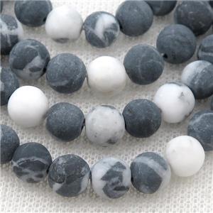 round white black Jasper Beads, matte, approx 4mm dia