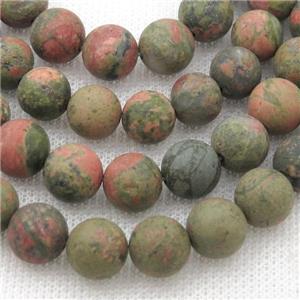 matte Unakite Beads, round, approx 4mm dia