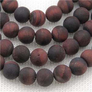 round Red Tiger Eye Stone Beads, matte, approx 4mm dia