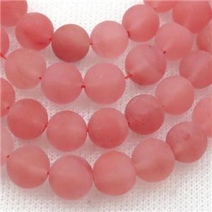 round pink watermelon Quartz beads, matte, approx 6mm dia
