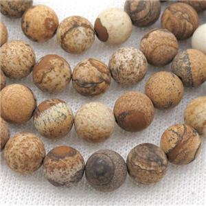 round yellow Picture Jasper Beads, matte, approx 8mm dia