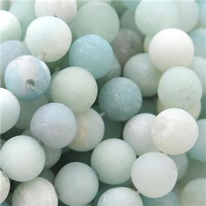 round blue Amazonite Beads, matte, approx 8mm dia