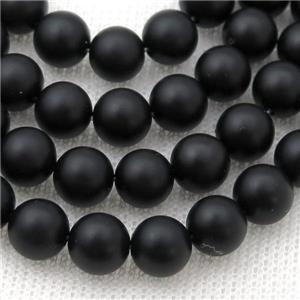 round matte black Onyx Agate Beads, approx 10mm dia