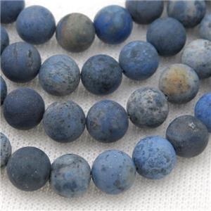 round blue Dumortierite Beads, matte, approx 6mm dia