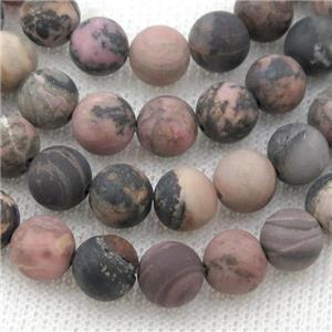round Rhodonite Beads, matte, approx 8mm dia