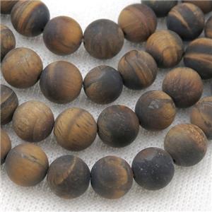 round Tiger Eye Stone Beads, matte, approx 4mm dia